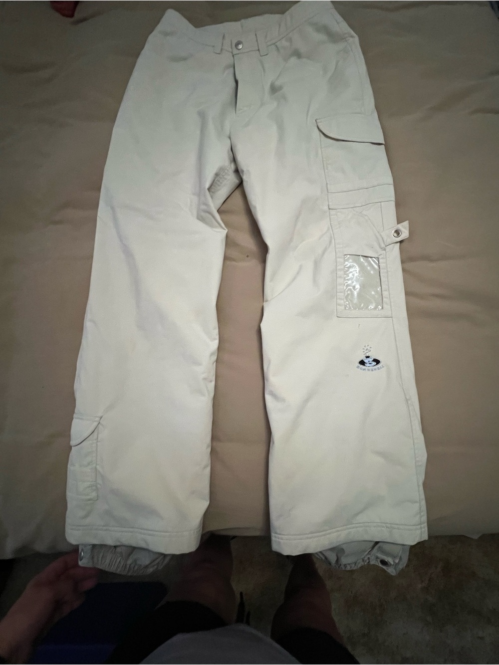 Women’s Light Beige Cargo Snow Pants